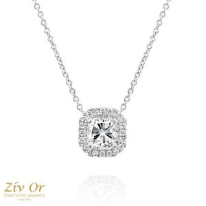 # תליון רדיאן הלו שיבוץ פווה בעיצוב אישי 0.75ct