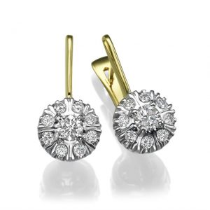עגילי פרח גדול תלויים 0.88ct E-546