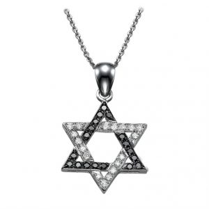 תליון מגן דוד שחור לבן P-488