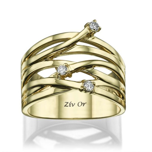 טבעת יהלומים זהב צהוב לאישה