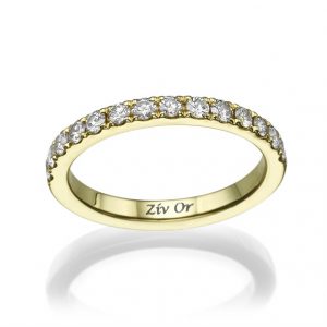 טבעת נישואין עם שיבוץ יהלומים W-633