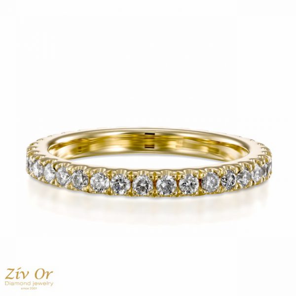 טבעת נישואין משובצת יהלומים W-633y
