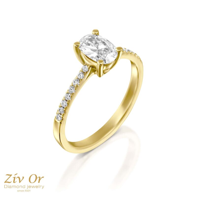 טבעת אירוסין יהלום צד במשקל כולל של 0.53ct