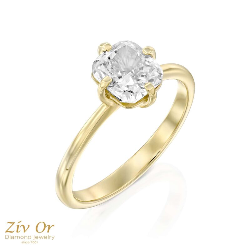 טבעת אירוסין בחיתוך קושיין במשקל כולל של  1.50ct
