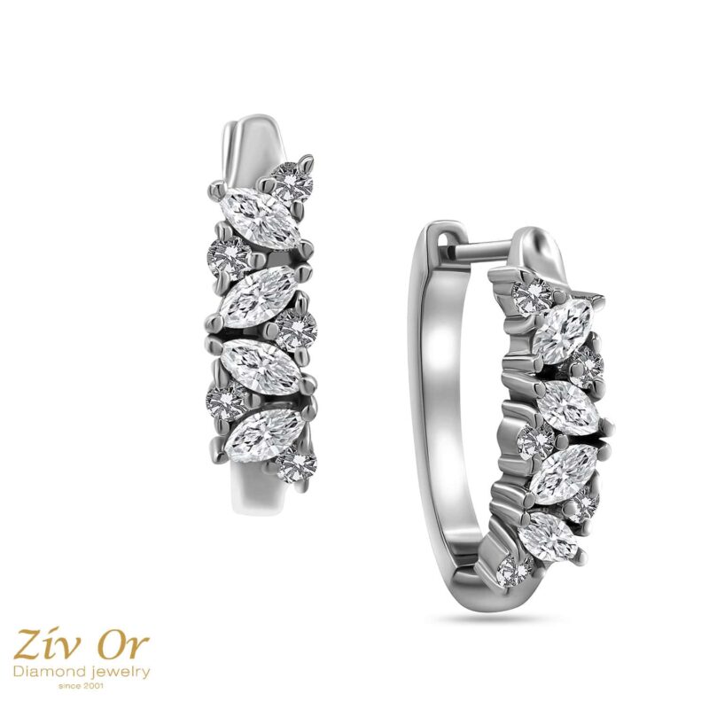 עגילי חישוק מרהיבים במשקל כולל של 0.83ct