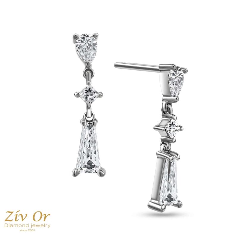 עגילי ערב מפוארים תלויים  במשקל כולל של 1.23ct