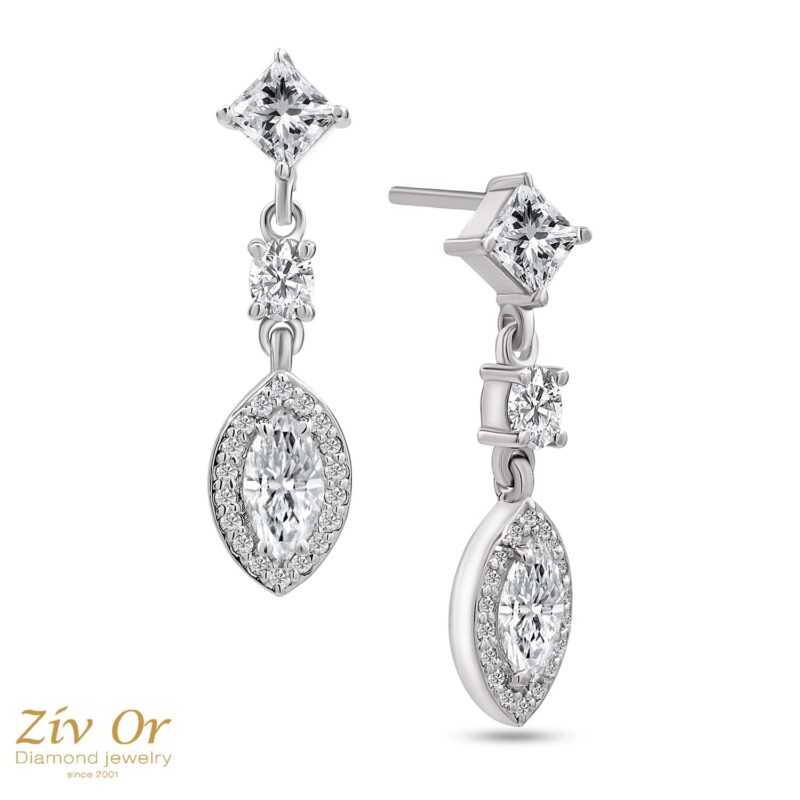עגילי ערב מפוארים במשקל כולל של 1.89ct