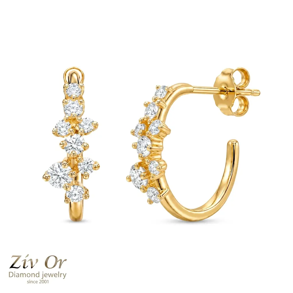 עגילי חישוק קלאסיים 0.56ct