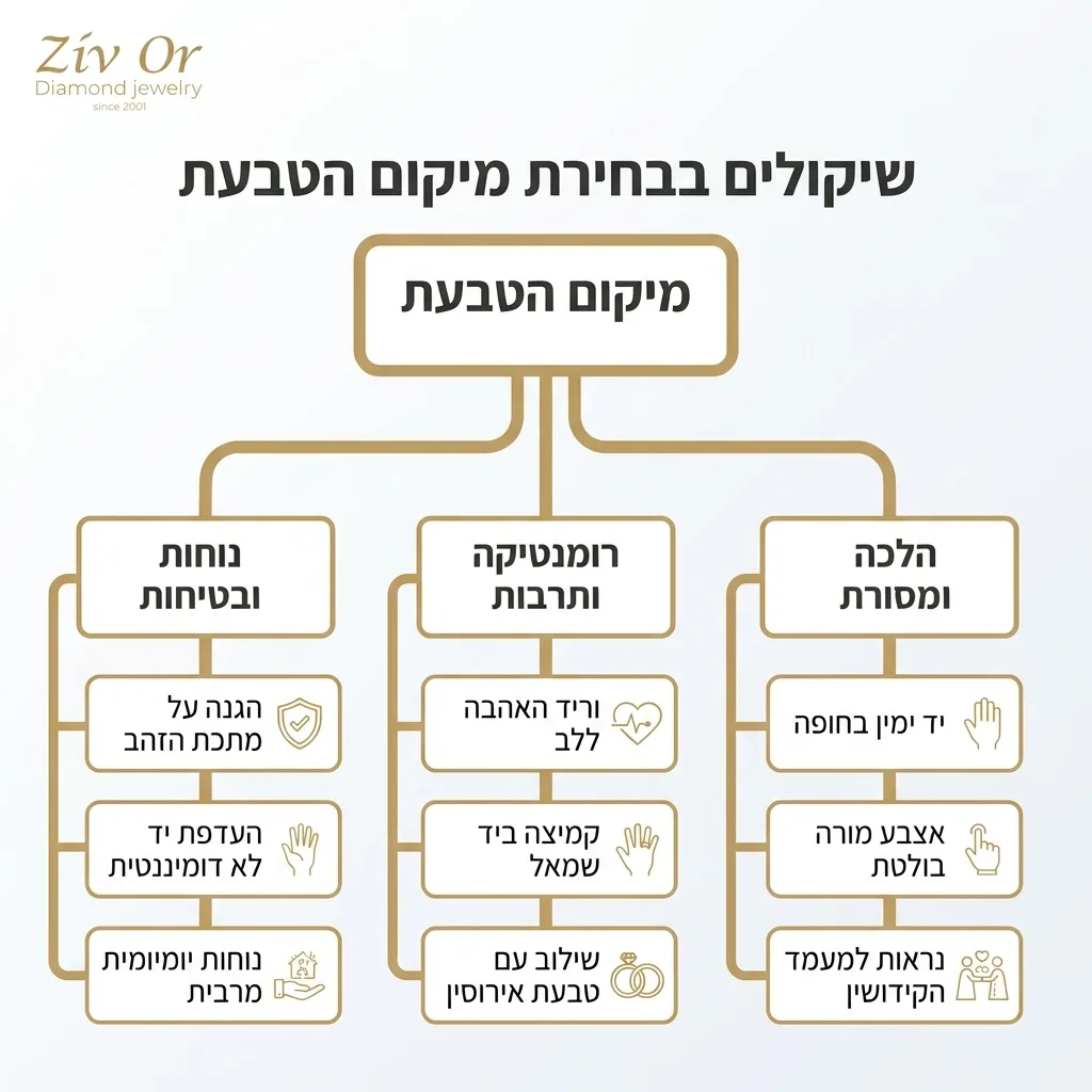 אינפוגרפיקה — שיקולים בבחירת מיקום הטבעת: מיקום הטבעת